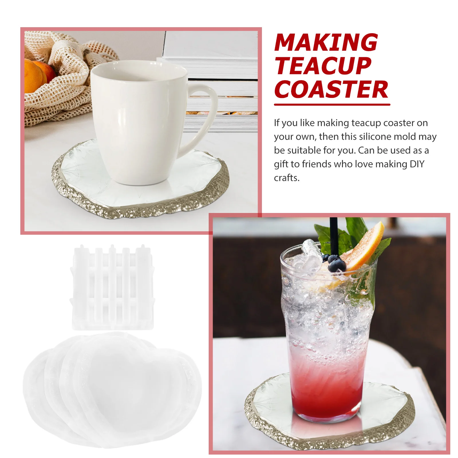 

1 комплект, силиконовая форма в форме сердца, сделай сам, форма для подставки для литья эпоксидной смолы, коврик для чашки, сделай сам, подарок, формы для подставок