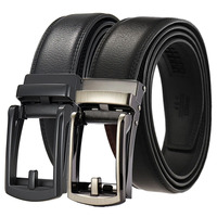 Plus Size 170 160 150 140 130cm Click Business Belts Famous Brand Men Genuine Leather Belt Strap Metal Black Automatic Buckle