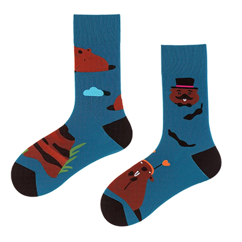 

Original Design Funny Groundhog Cotton AB Trend Crew Socks Unisex Cute Cartoon Irregular Socks Women Men Skateboard Long Socks