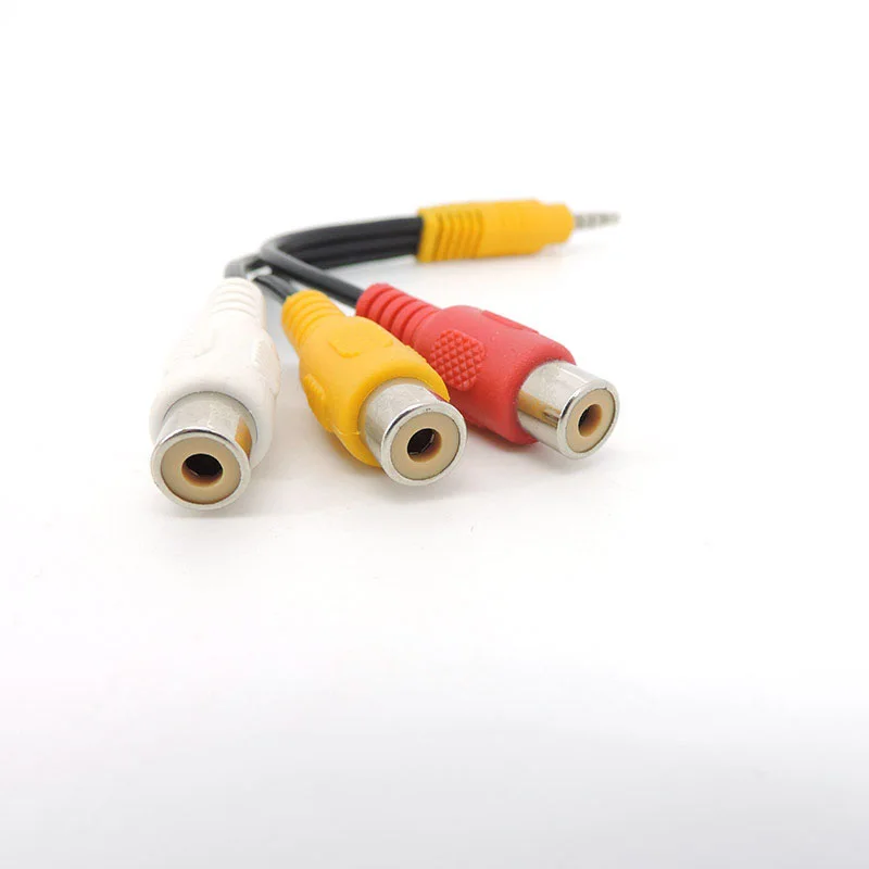 Audio Video 3.5mm Aux Male jack Stereo 4 pole to 3 RCA Female 3rca AV Adapter converter Cable for High-Performance Playback T1