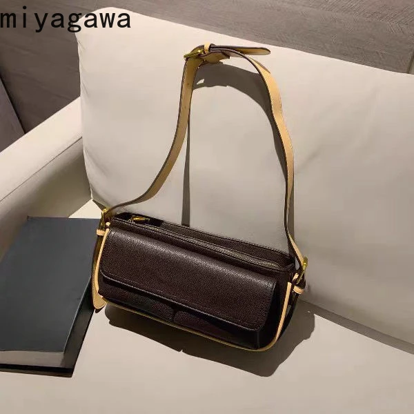 Miyagawa koreański torba na ramię w stylu Retro 2024 nowe eleganckie pod pachami modne i na co dzień podwójna kieszeń torby Crossbody dla kobiet