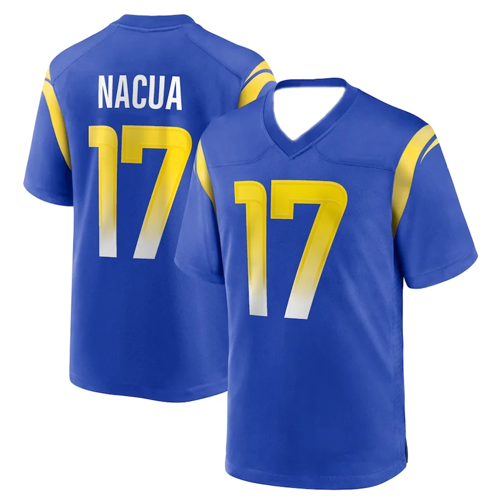 2425 Adult Los Angeles American Football Jersey Rugby Jersey Sportswear Training Jersey T-shirt Eagles Rams 17 Number Nacua Tops