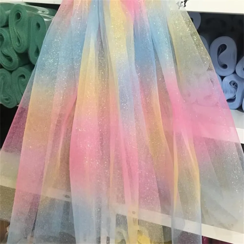 Fashion 10yard*15cm Gauze Sequin Mesh Fabric Glitter DIY Tulle Rolls Multiple Colors Sequin Netting Fabric Shower