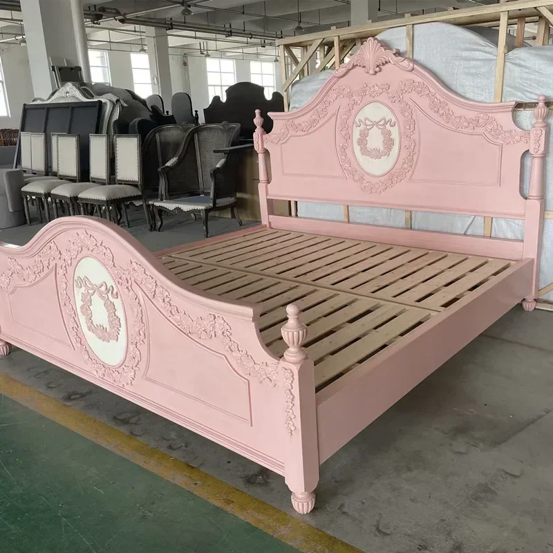 

French Solid Wood Princess Bed European Fashion Simple Bed