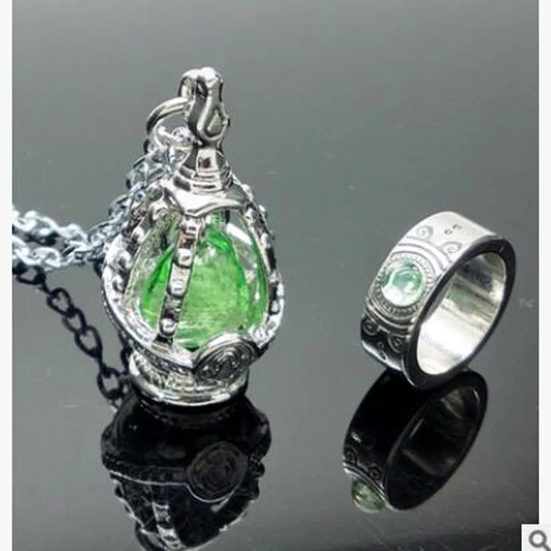 

high quality 6 colors Cosplay Puella Magi Madoka Magica Soul stone Necklace Women Crystal Necklace + rings girls Jewelry set