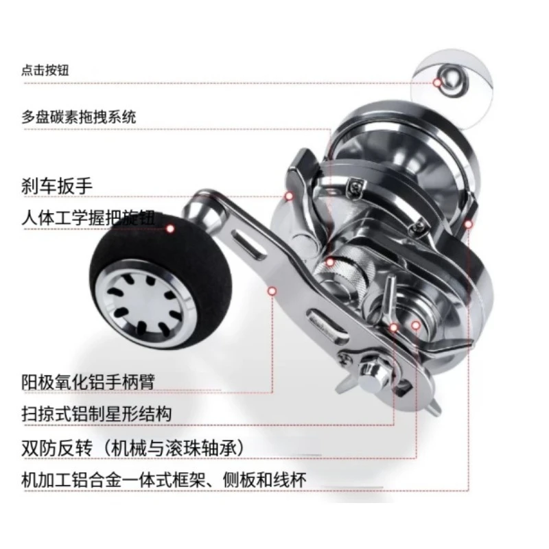 Heavy Duty All Metal Boat Reel, Slow Casting Trolling Deep Sea, Offshore Saltwater Corrosion Resistant
