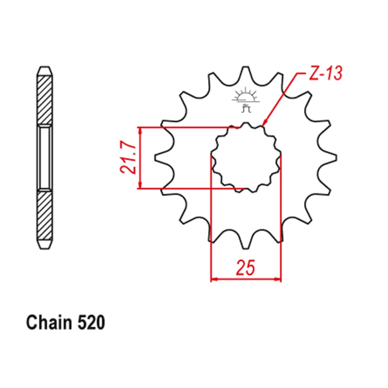 OZOEMPT 520-14T Motorcycle Front Sprocket Apply to YZ250 L2,M2  20-21 YZ250 N2  N2ME Monster  X-G,H,J,K,L,M ,X-N  MX400 B  MT-25