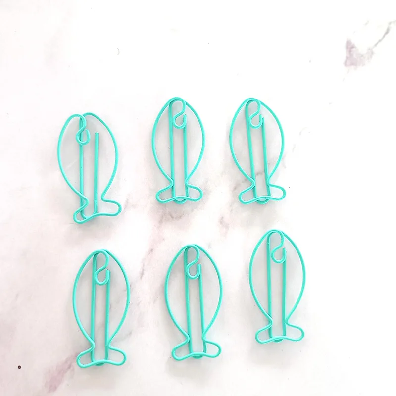

30pcs Fish Shaped Creative Metal Paper Cute Animal Design For Office School Stationery Supplies Decorative File Organization
