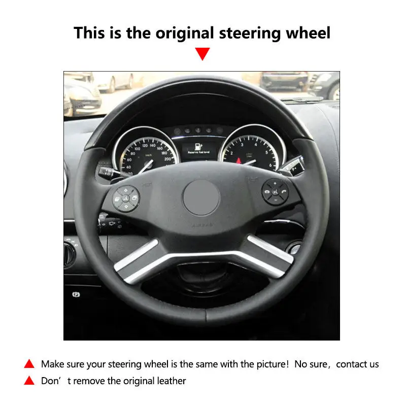 For Mercedes Benz GL M R Class X164 W164 R320 2009-2013 Car Steering Wheel Protective Cover Perforated Microfiber Leather Trim