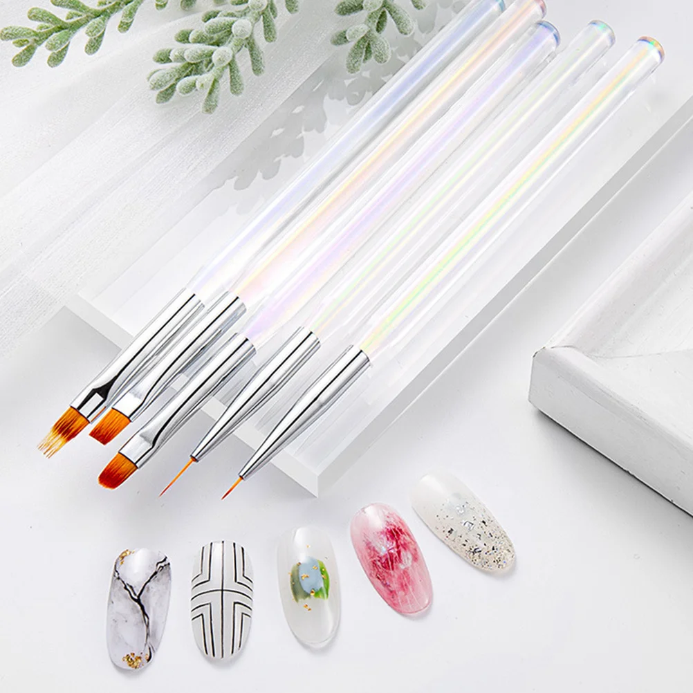 Conjunto de canetas para desenho de arte em unhas, 5 peças, ponta de fibra lisa para pintura perfeita de unhas, faça você mesmo, salão de beleza doméstico, acessório de ferramenta de manicure