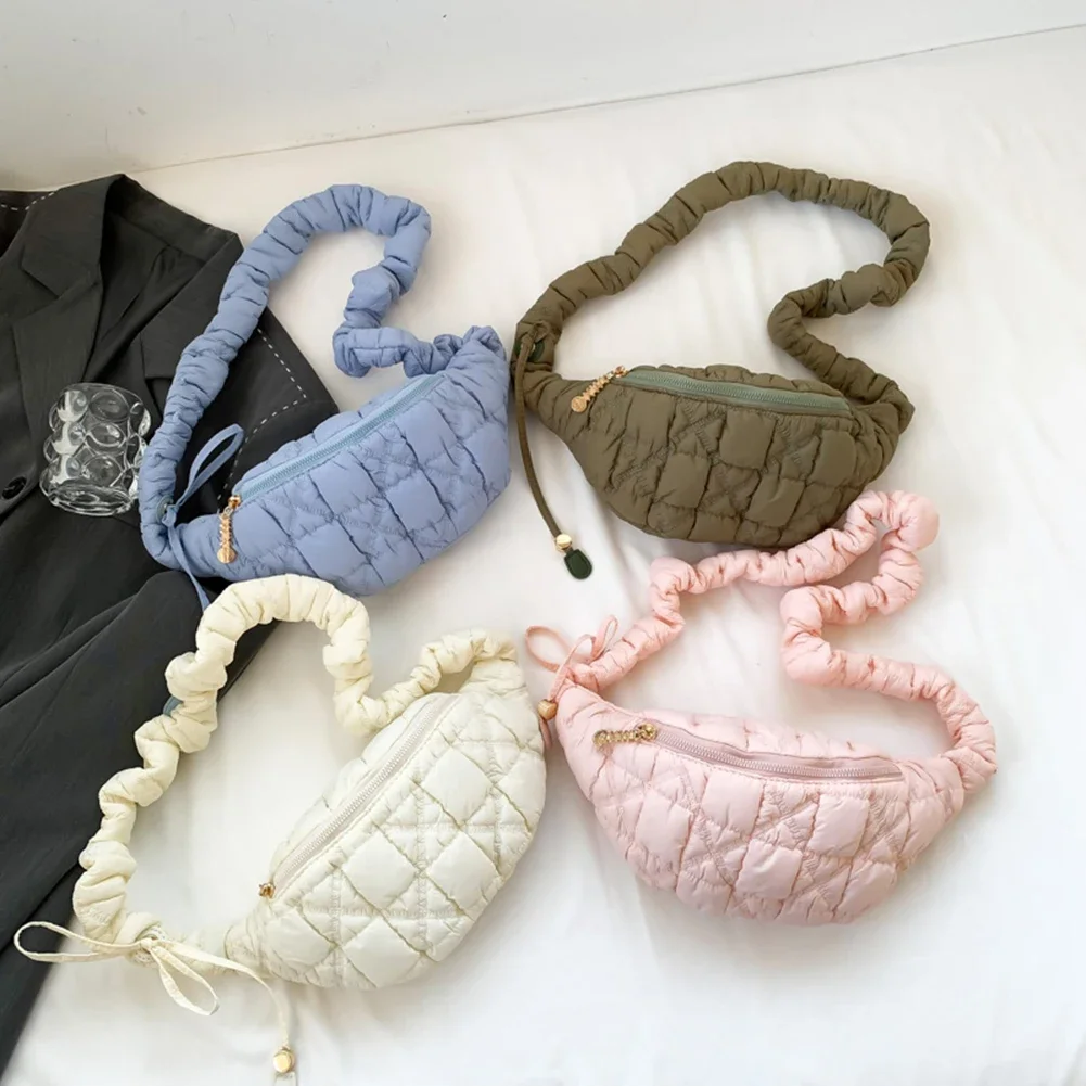 

Cloud Chest Bags for Women Quilted Crossbody Shoulder Bags Ruched Puffer Fanny Pack Chic Soft Lightwight Wrinkle Handbags 주름가방