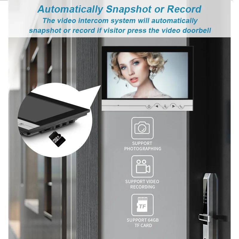 Tuya-ドアベル付きテレビ電話キット,9インチ,125KHz,HDビデオ,パスワードロック解除,アクセス制御システム,RFIDキーパッド,金属ケース