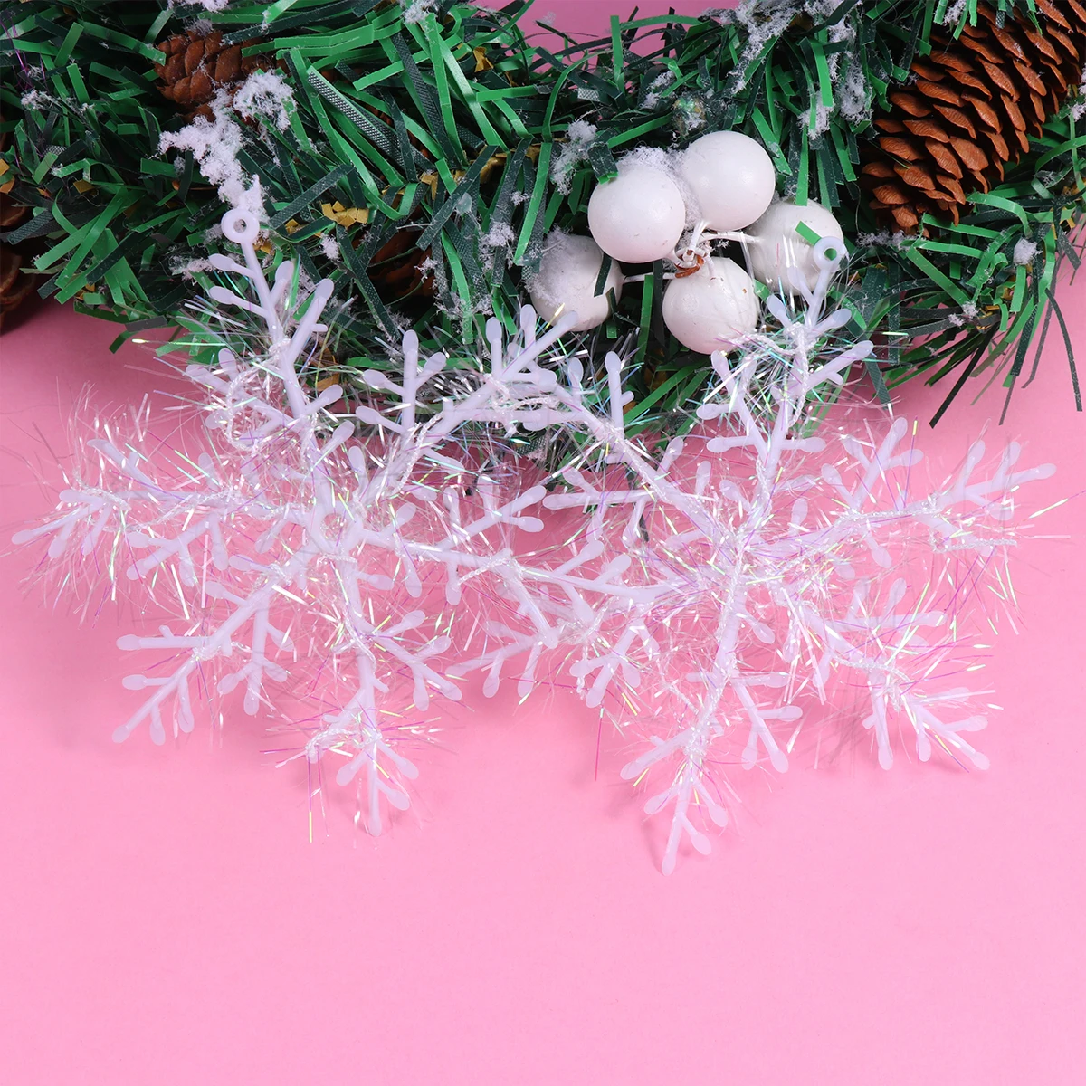 

30 PCS Plastic Snowflakes Decorations Christmas Xmas Tree Ornament Pendant Flash