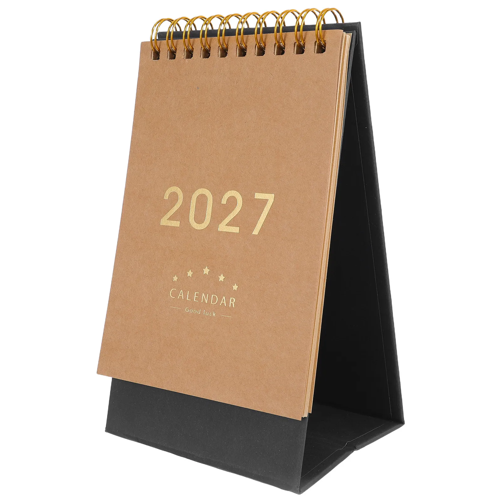 2027 Small Kraft Paper Desktop Calendar Mini Standing Monthly Planner Brown Office Home Small Desktop Calendar