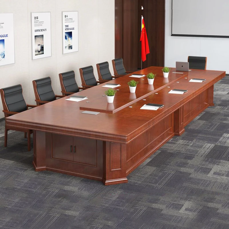 

Shengli Paint Conference With Solid Wood Veneer, Long Company Reception And Training, Large Negotiation Table An