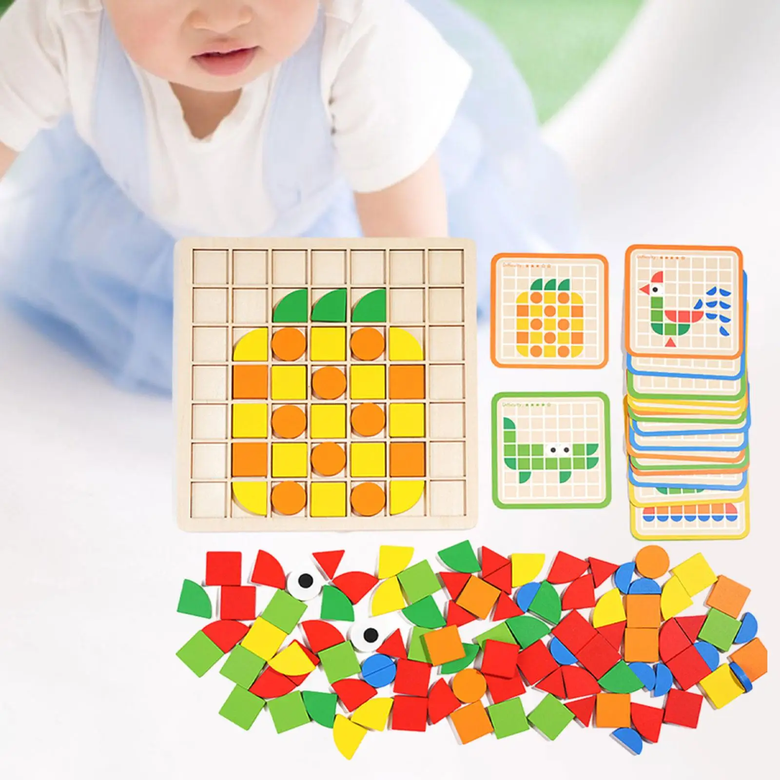 Teka-teki Tangram kayu bentuk warna menyortir anak-anak hadiah anak-anak bentuk geometris teka-teki Jigsaw untuk anak-anak Prasekolah