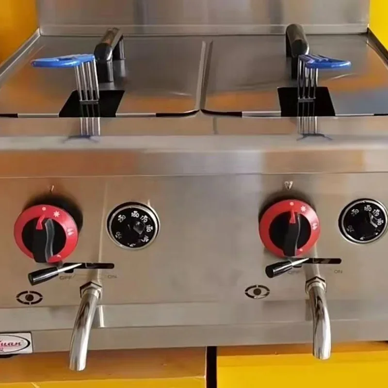 Corndog Chicken Use Gas Propane Deep Fat Fryer Griddle Commercial Double Fry with Fryer for Sale