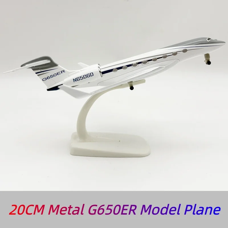 Nouveau modèle d'avion en métal Gulfstream G650 Prototype Corporate Aircraft de 20 cm avec support pour collections, expositions ou cadeaux