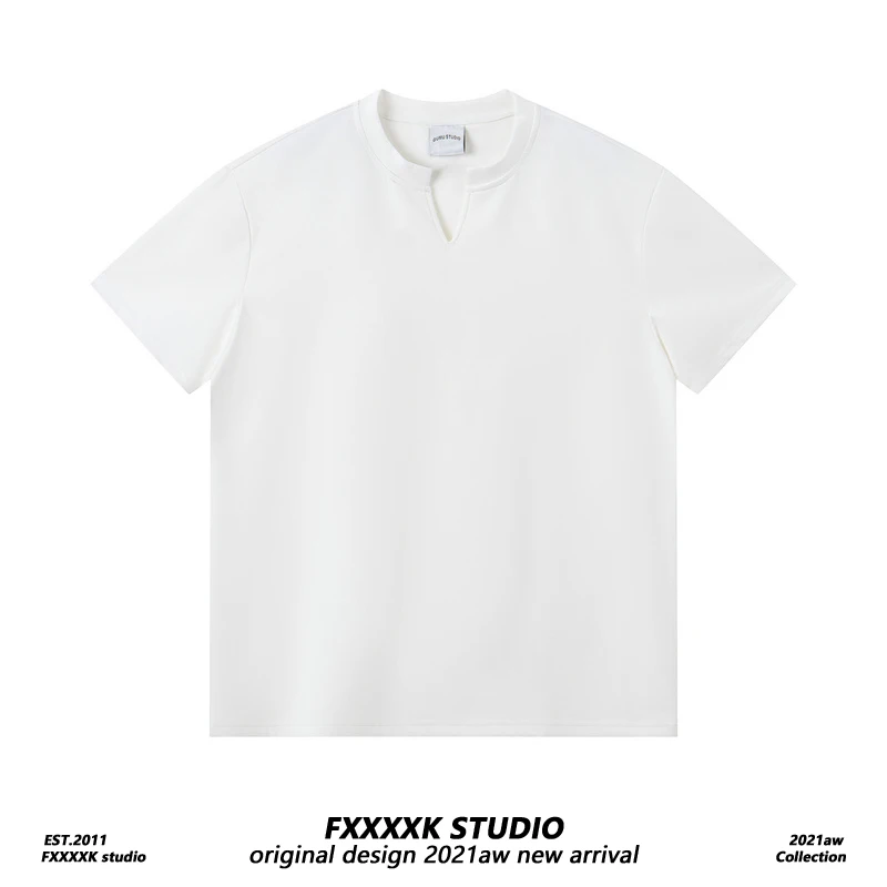 

Original FXK Pure Cotton ort Sve T-irt Simple V-Ne CleanFit Summer Top in Primary Color Versatile for Men