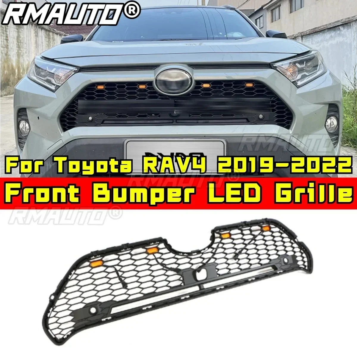 RAV4 Bumper Grill Car Front Bumper Racing Grille Body Kit Front Bumper Grille Grill For Toyota RAV4 2019-2022 Car Accessories