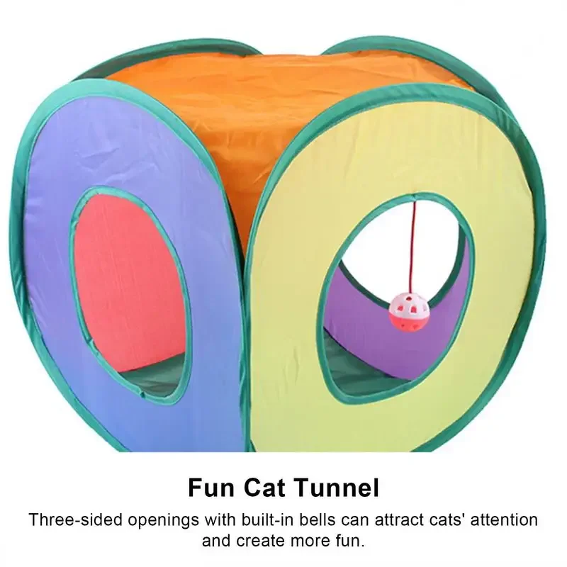 Cat Tunnels, Cat Cube For Indoor Cats, Funny Cat Teepee Foldable Cat Toy Three Side Ports For Cats Kittens Small Dogs Playing