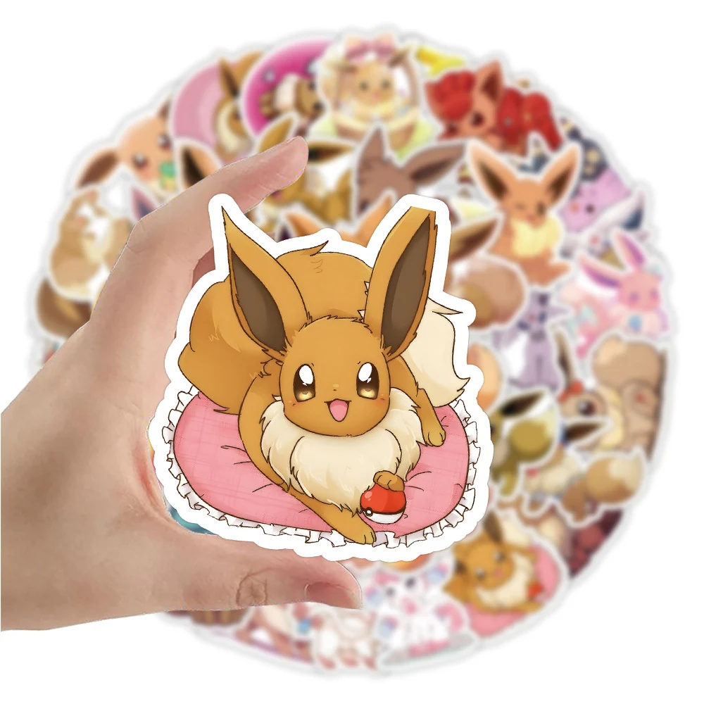 10/30/50 pçs kawaii anime pokemon eevee graffiti adesivos diy geladeira portátil motocicleta telefone dos desenhos animados decoração adesivo crianças brinquedos