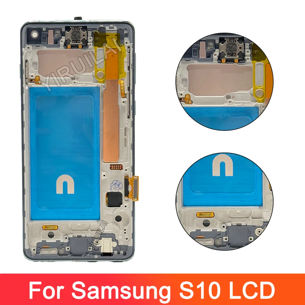 6,1-дюймовый экран для SAMSUNG Galaxy S10 SM-G973F/DS G973U G973, ЖК-дисплей с сенсорным экраном и рамкой, замена дигитайзера в сборе