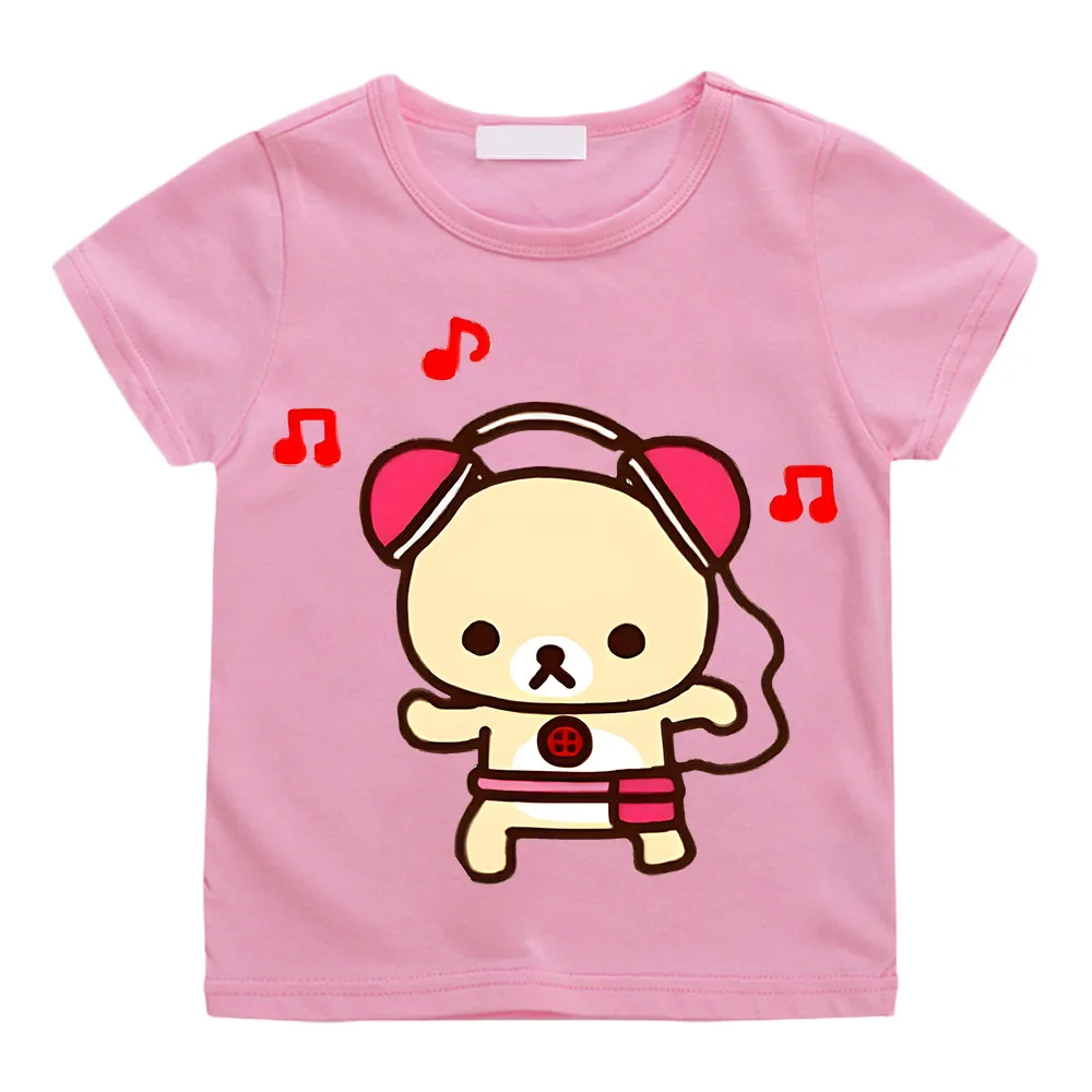 

Cartoon Rilakkuma T-shirt Boys Girls Kids Clothing Hip Hop Tops Short Sleeves Sports Fashion Streetwear Manga/Comic Tees Toddler