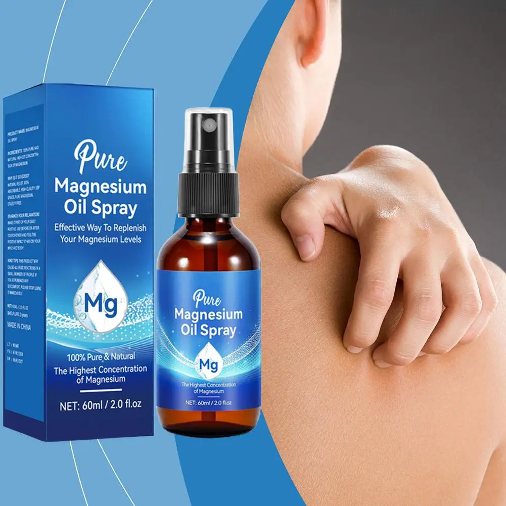 60ml Magnesium Oil Spray Relieve Muscle Body Pain Smoothes And Softens Skin For Restlessness & Better Sleep For All Ages A6K6