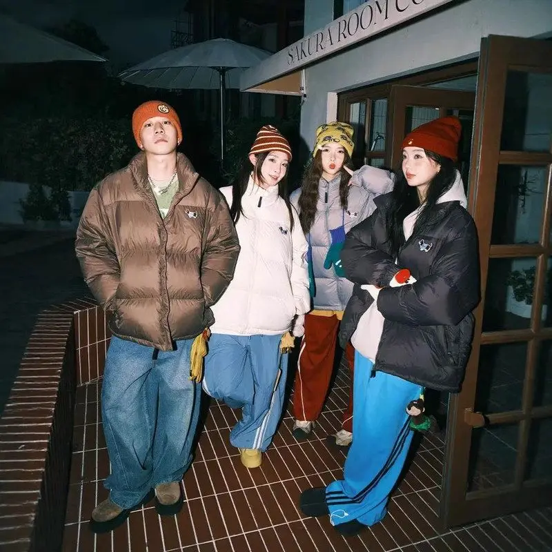 

Thiened Cotton Jaet Stand Collar Embroidery Women's Bread Sle Winter New Faion Outerwear Retro Student Coat