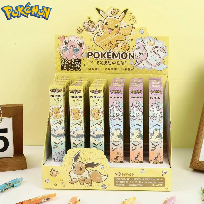 Pokemon Animation Peripheral Gel Pen Cute Pikachu Eevee Stationery Push-type Signature Pen Children's Toys Christmas Gift