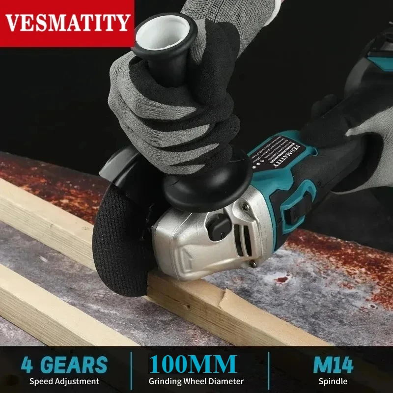 Electric 100mm DGA404 Brushless Angle Grinder Polishing Cutting Machine Cordless Angle Grinder Tool  For 18V-20VBattery