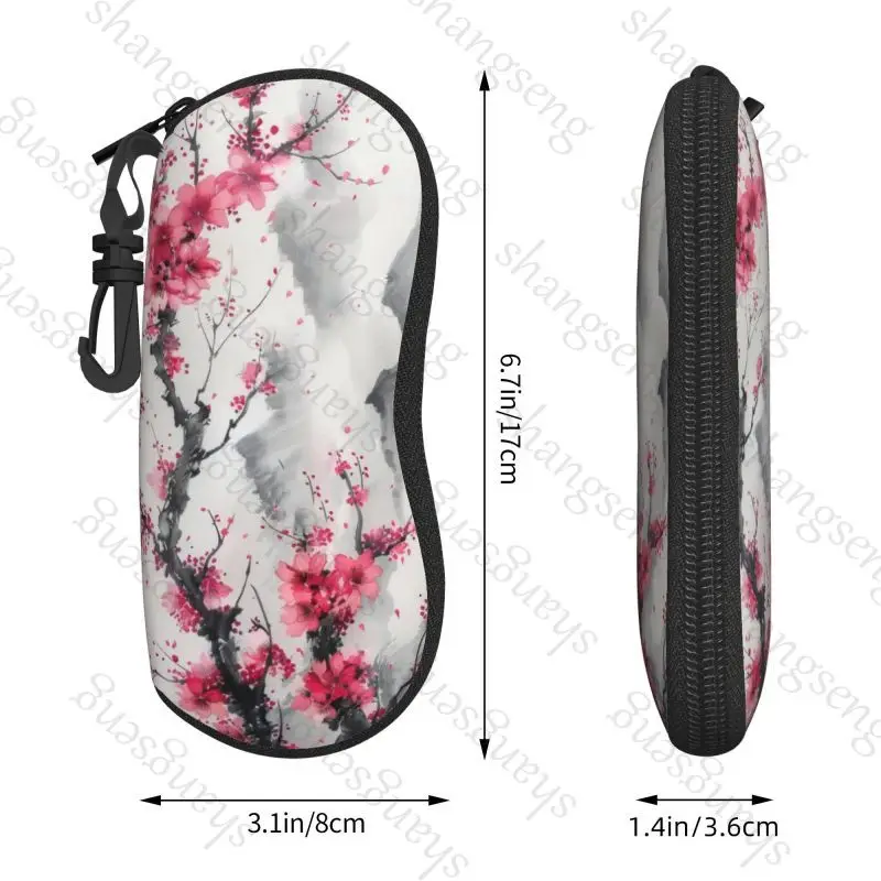 Ink painting cherry blossoms  Glasses Case Sunglasses Soft Case Ultra Light Portable Neoprene Zipper Portable zipper soft-shell