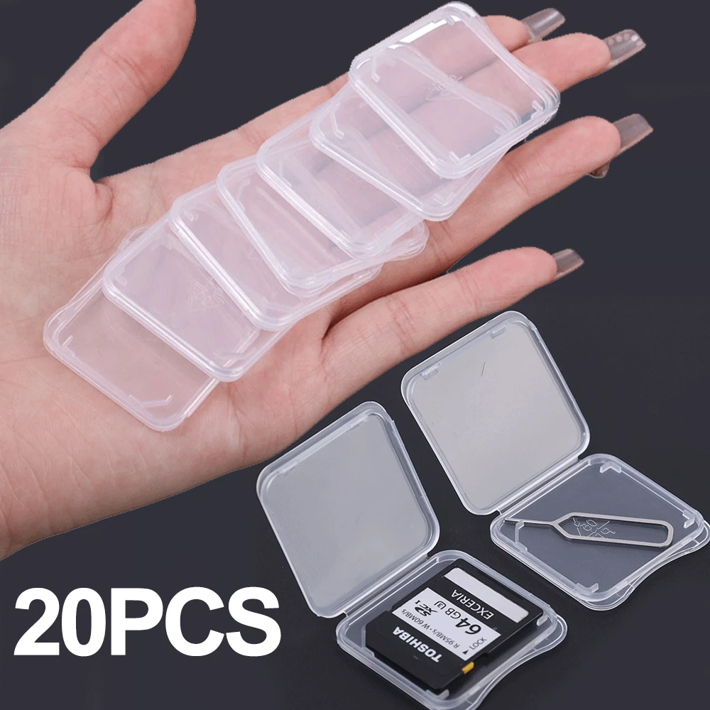 Caja transparente para tarjetas de memoria SD, caja de soporte para lector de tarjetas, cajas de almacenamiento para tarjetas Micro SD TF, funda protectora de plástico transparente