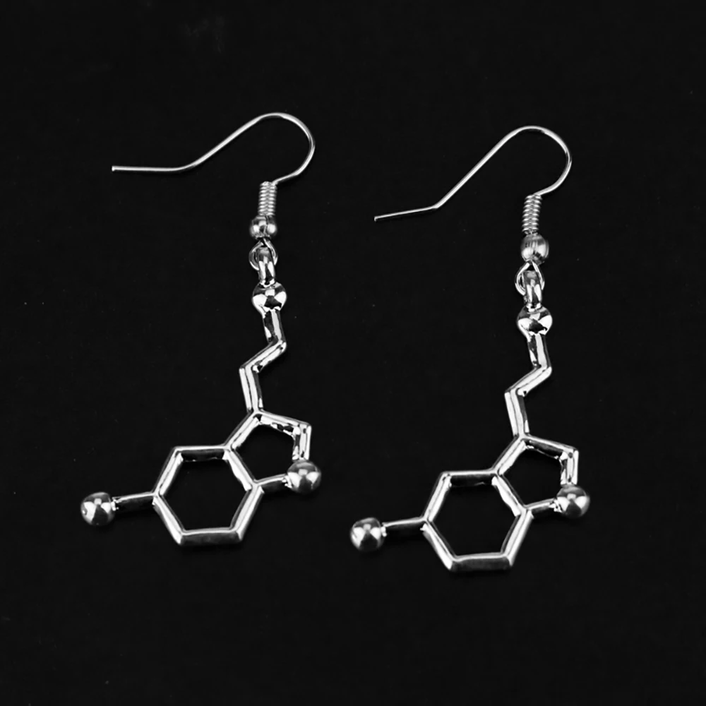 Fashion DNA Dopamine Molecule Earrings for Women Biology Chemical Serotonin Jewelry Hook Earrings Teacher Student Gifts