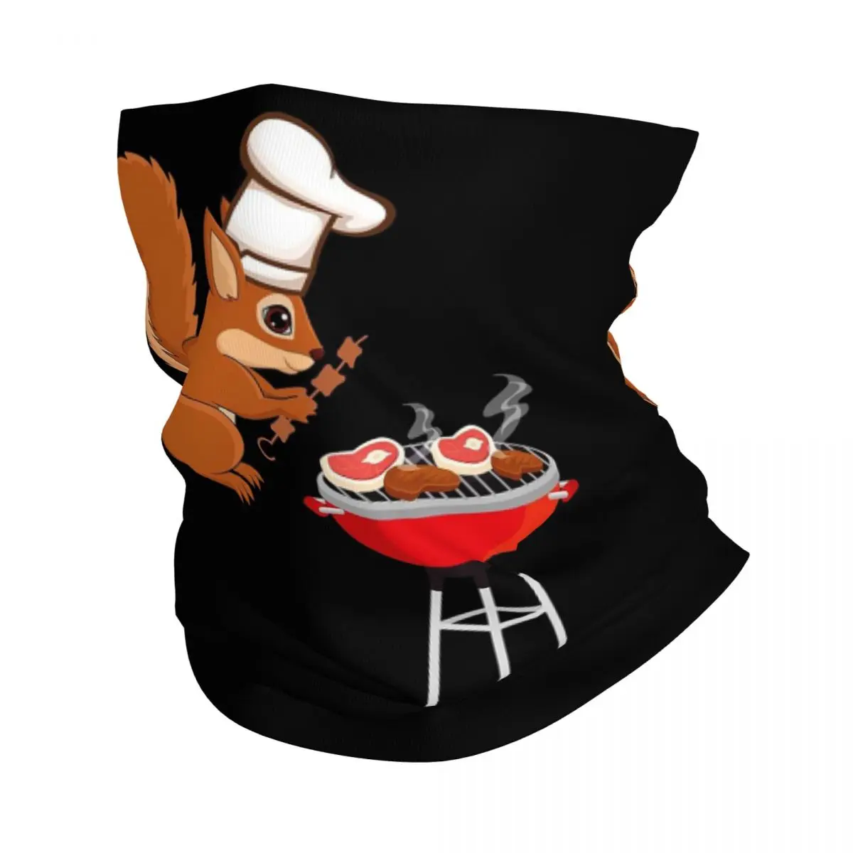 Chef Squirrel Barbecue BBQ Bandana Neck Gaiter Printed Face Scarf Multi-use Headwear Running Unisex Adult All Season