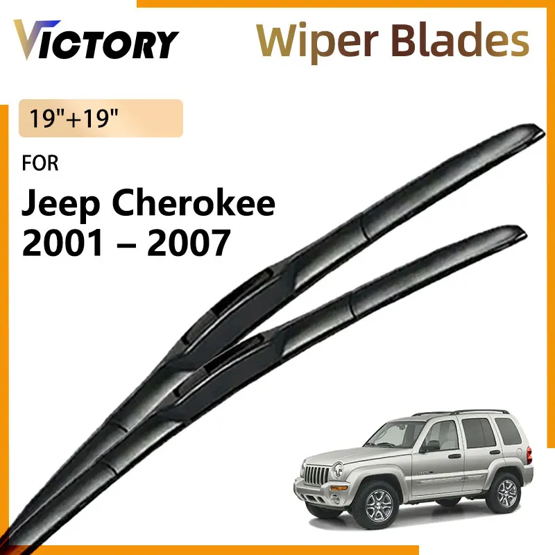 

For Jeep Cherokee KJ 2001 - 2007 2006 2005 2004 2003 2002 Liberty Sport Front Wiper Blades Windshield Windscreen Brushes 19"+19"