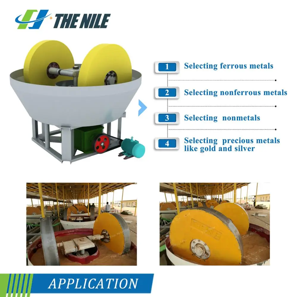 Sudan Wet Pan Mill New Type Professional Stone Grinder Gold Wet Pan Mill for Grinding Gold Ore