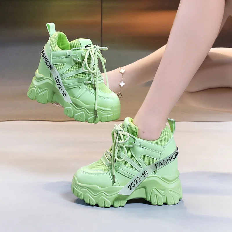 2021 Spring Autumn Fashion Women Sneakers Chunky Breathable Mesh Casual Shoes Wedge Heels Platform Shoes Sports Dad Shoes