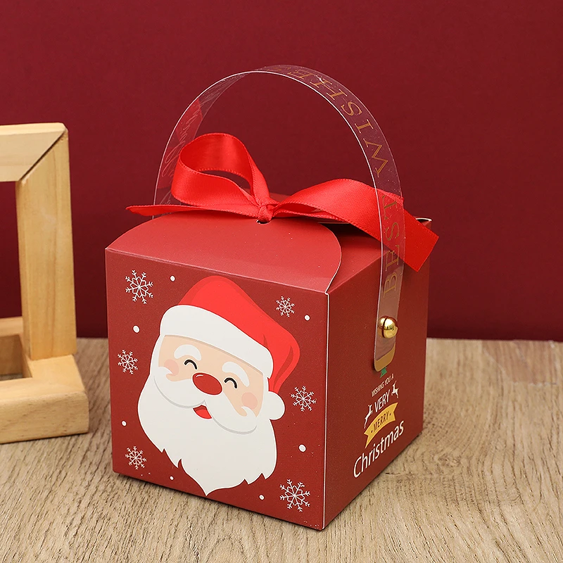 

4Pcs Christmas Gift Box With Window Snack Cookie Candy Packaging Box Xmas Home Decor Christmas Party Decoration Navidad New Year