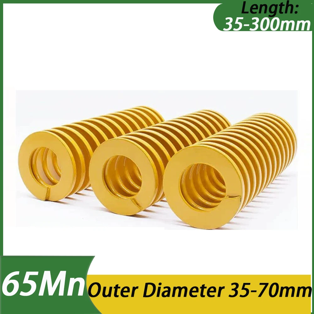 1Pcs Length 35-300mm Outer Diameter 35-70mm 65Mn Yellow Mold Die Springs Spiral Stamping Compression Spring Small Light Load