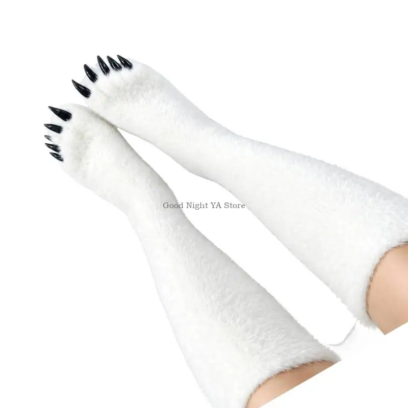  Wear-Resistant Animal Claw Socks with Shape-Retaining Construction, Toe Sections and Fuzzy Texture for Cosplay Wear