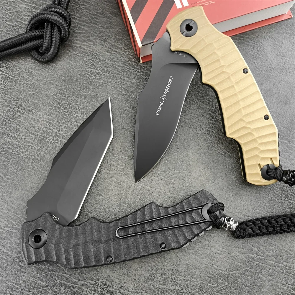 Pohl Force BD1 Utility Folding Knives D2 Blade G10 Handle Combat Tactical Knives Outdoor Survival Pocket Knife EDC Multitool