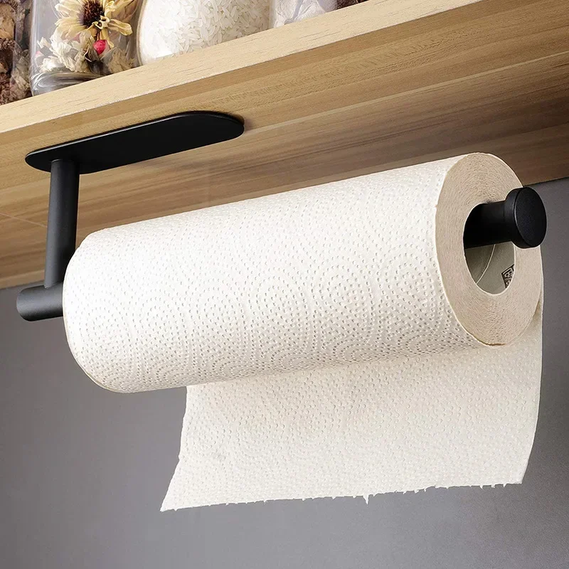 Durable304 Stainless Steel Roll Paper Rack Punching-free Tissue Holder Kitchen Tissue Holder Bathroom Towel Bar Self-adhesive Du