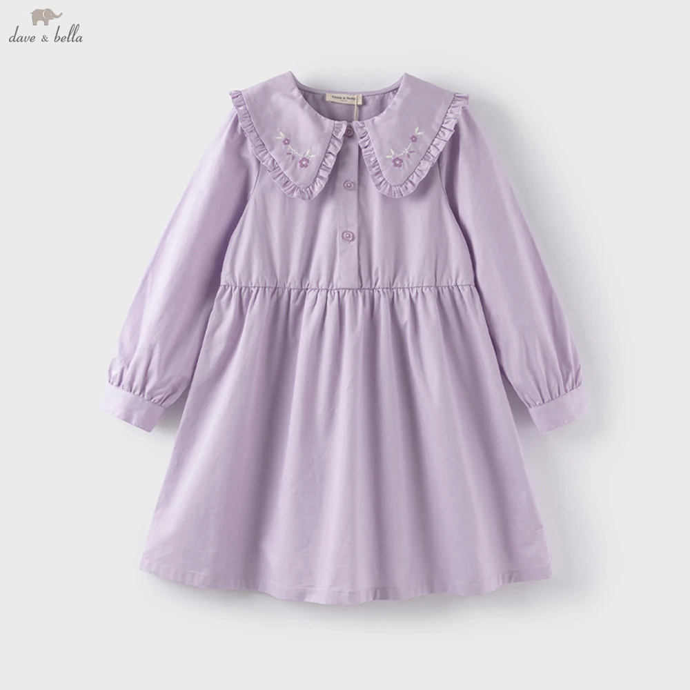 Dave Bella Girls Long Sleeve Princess Dress Children Cute Autumn Spring Party Dress Cotton Outdoor Clothes DK3242062
