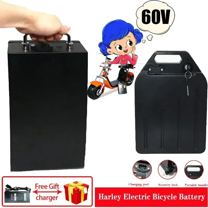 60V 20Ah-40AH2000W Electric Vehicle Lithium Battery for Harley Two Wheel Foldable Citycoco Electric Scooter Free Charger