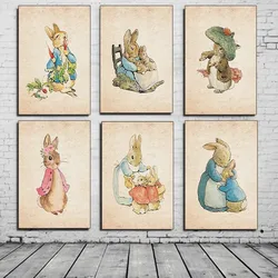 Poster Cartoon Cute Animal Rabbit Kindergarten Room Canvas Painting Home Decoration Children's Room Decoration Wall Art Gifts