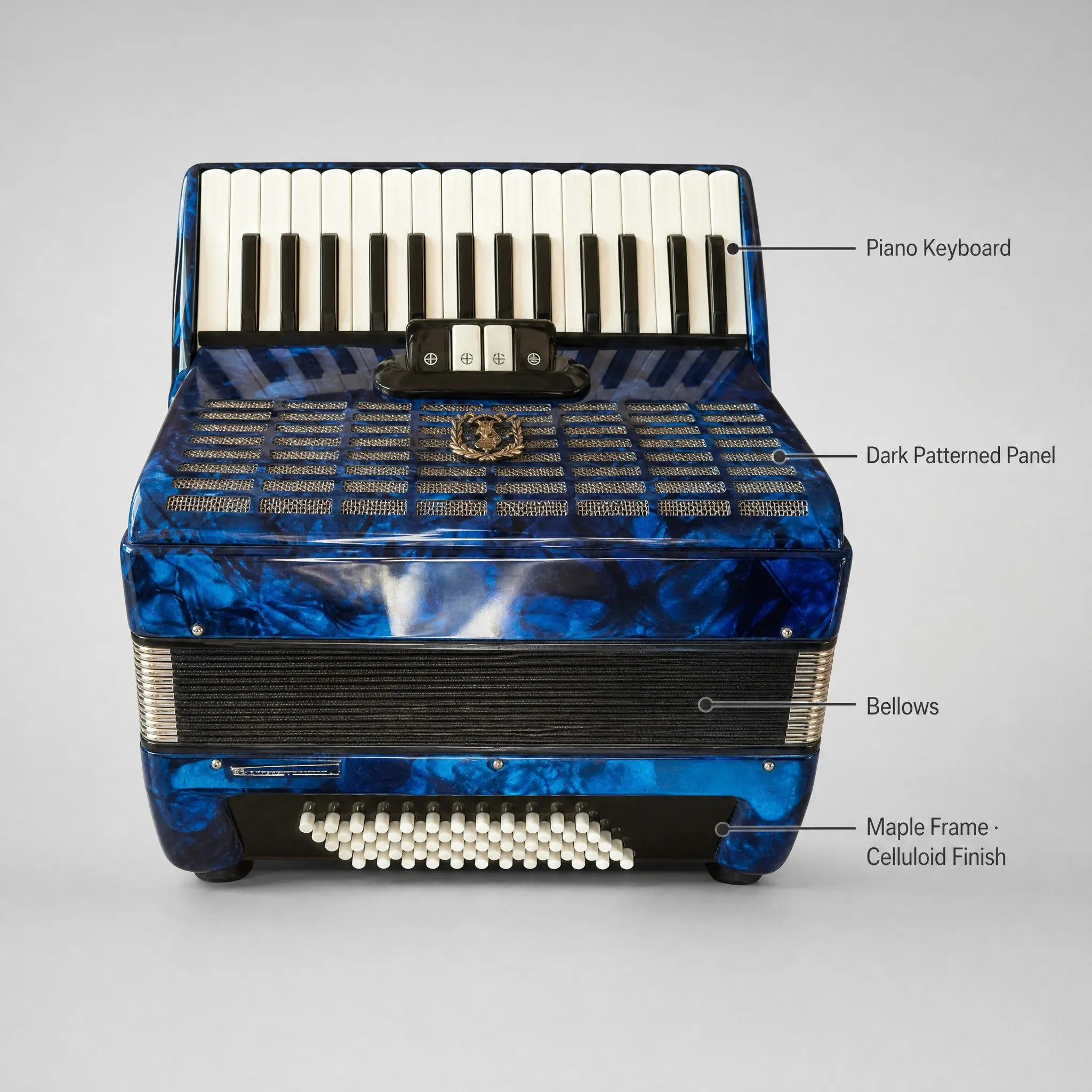 Portable Blue 30 Key 60 Bass Accordion Musical Instrument For Beginner Practice Teaching Stage Performance