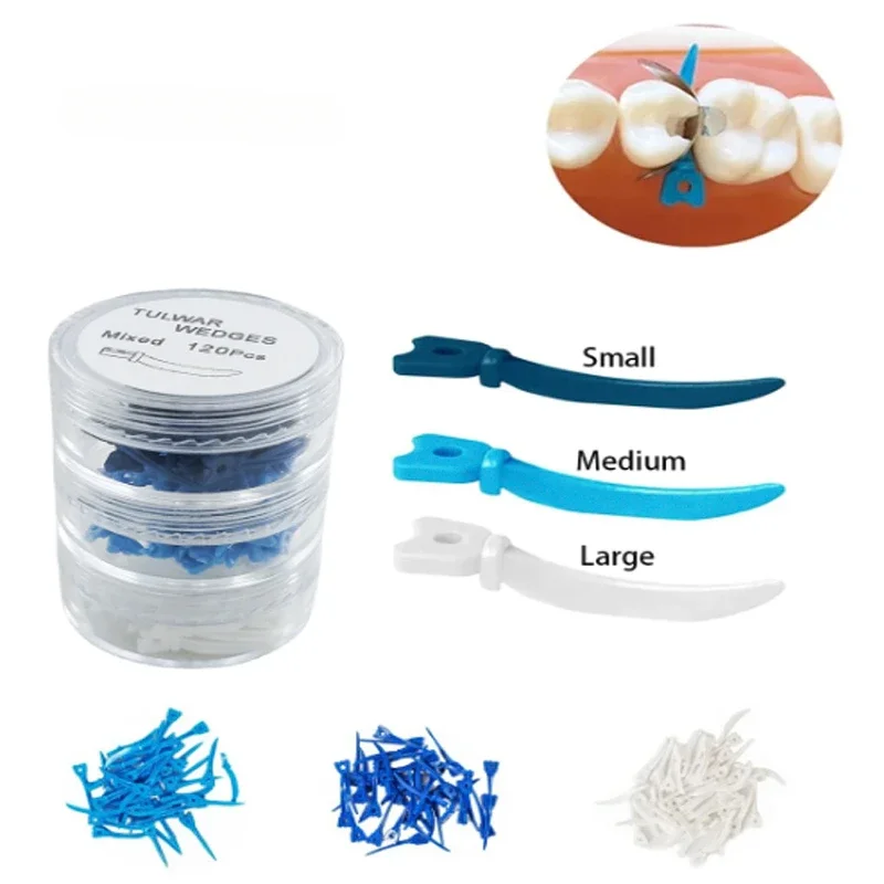 120pcs Dental Tulwar Wedges Refill Wedge For Sectional Matrix System Disposable Plastic Wedges With Hole Dentistry Wedge