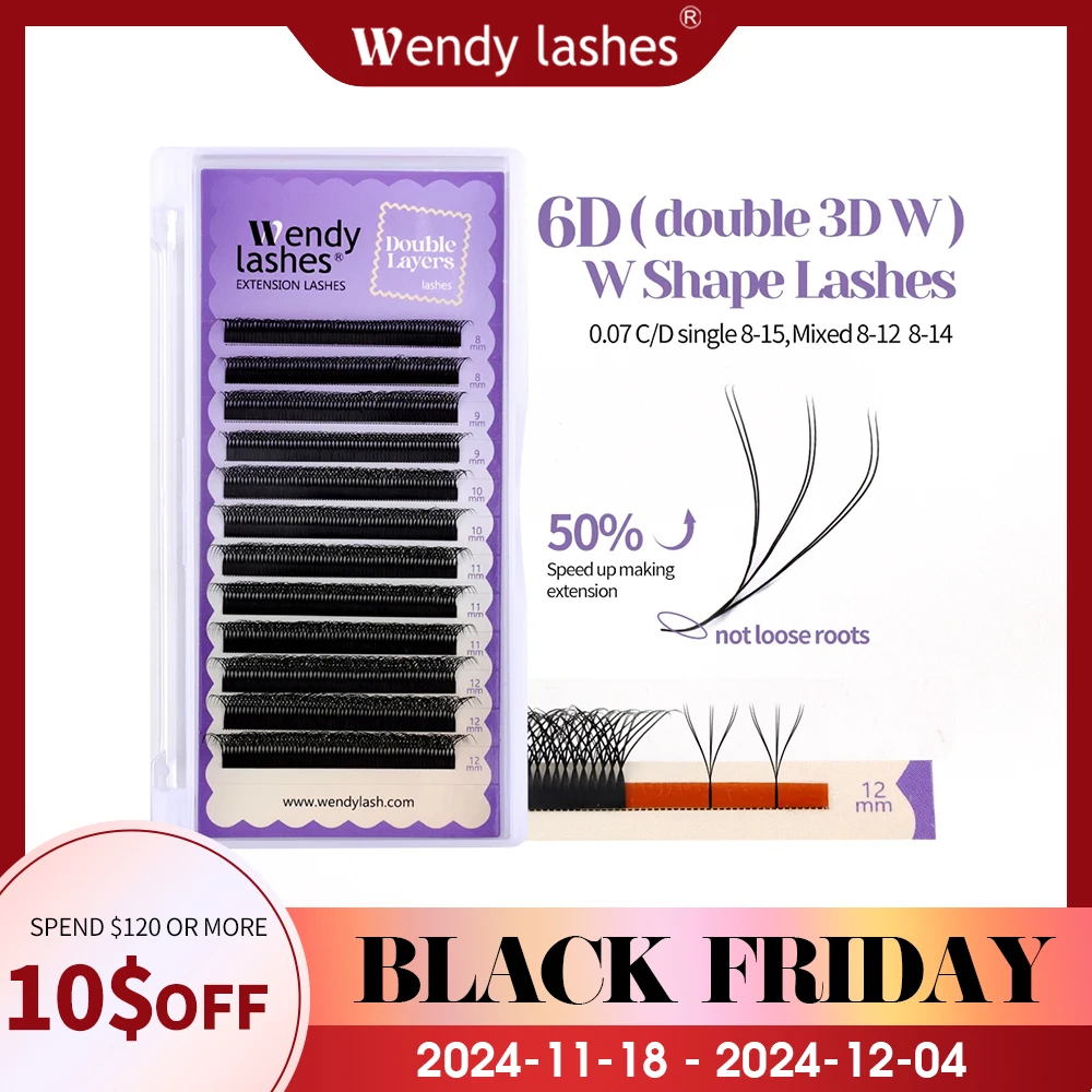 Wendy Two Tips 6D W Shape Lashes Extension Premade Volume Fan High Quality Fake Eyelashes Supplies Natural Look Lashes Extension